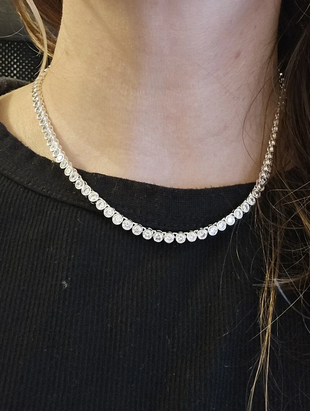 J. Crew Round Cubic Zirconia Bezel-Set Tennis Choker Necklace 16